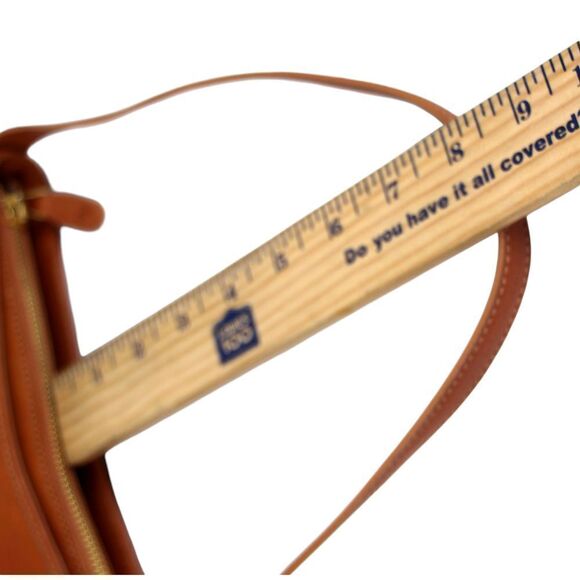 Monsac SMOOTH TAN BROWN GENUINE LEATHER ZIP TOP SHOULDER BAG HANDBAG HOBO PURSE - Picture 15 of 15